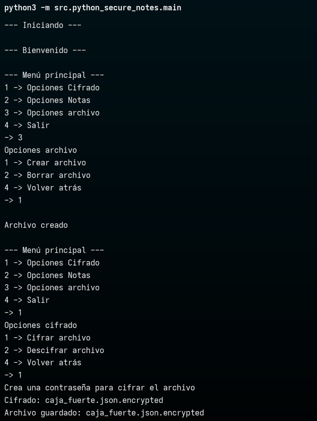 Imagen de Python-secure-notes CLI